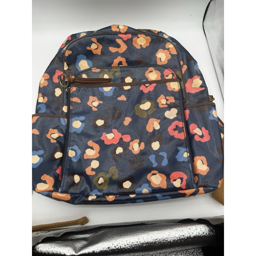 FOSSIL Large Backpack Campus Navy Multicolor Animal Print Coated Canvas GC PT2